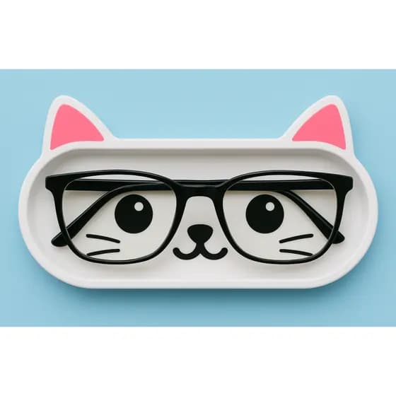 Porta Óculos de Gato Decorativo – Organizador de Mesa Porta Objetos e Suporte para Óculos Geek