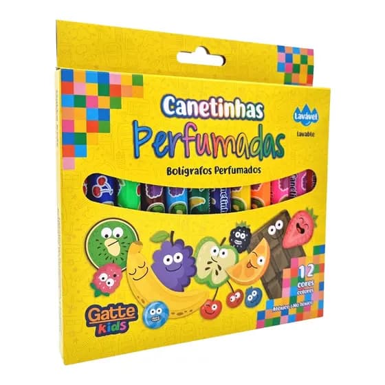 Canetinhas hidrográficas - Cheirinhos de frutas - Perfumadas Gatte lavável