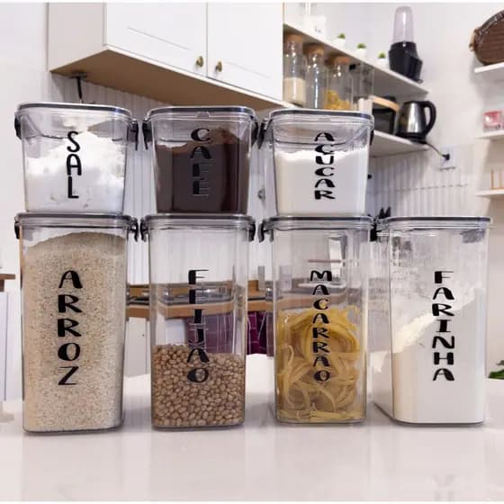 Potes de mantimentos clean - pote para arroz - feijão - macarrão - café - açúcar