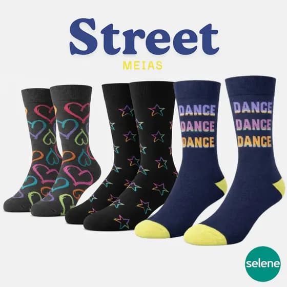 Par de Meias Cano Longo Street Selene 34 a 39