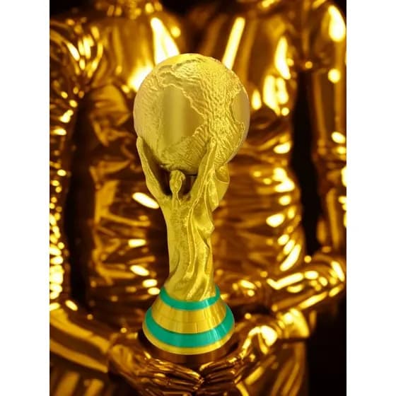 Mini Troféu Taça da Copa do Mundo Dourada 3D futebol resistente Colecionavél