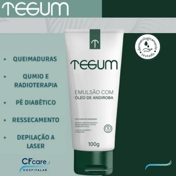 Loção Creme Hidratante Tegum 100g Emulsão Com Óleo De Andiroba Anti-inflamatória Regeneração Metrom