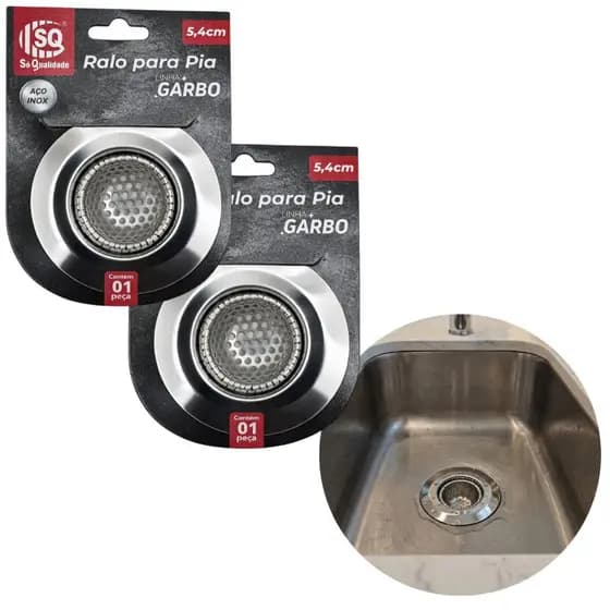 Kit 2 Ralinho pia de banheiro 5,4cm Aço inox Ralo com borda Cuba Metal Lavatório Banheiro cozinha