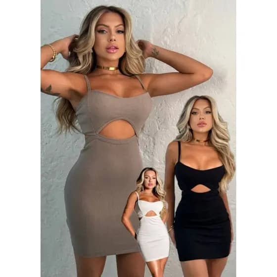 Vestido Curto Ribanna Vestido Curto Canelado
