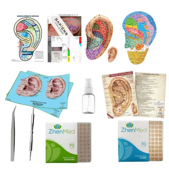 Kit Auriculoterapia Pinça + Apalpador + Semente e Cristal e Mapa Prof Liriane Carneiro Wagner Alex Da Silva Joji Enomoto