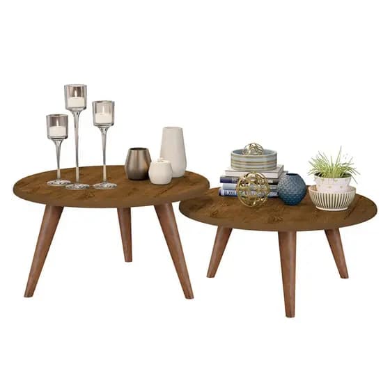 Conjunto 2 Mesas De Centro Dullar Para Decoração Sala Kit Mesa Centro Madeirado