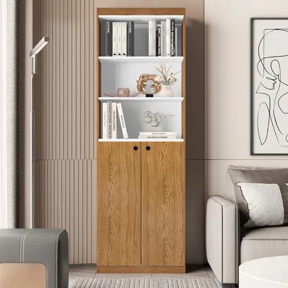 ENVIO FULL Estante p/ Livros Armario Organizador Multiuso 2 portas 5 prateleiras Livreiro Gold Luxo