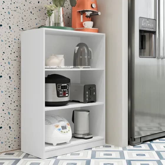 ENVIO FULL Armario Multiuso com prateleiras Star Balcão Paneleiro 3 Nichos Branco