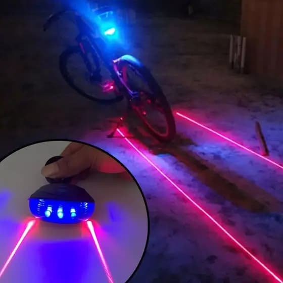 Luzes Traseiras De Bicicleta Laser 5 LED Lanterna De Ciclismo De Aviso De Segurança À Prova D'água