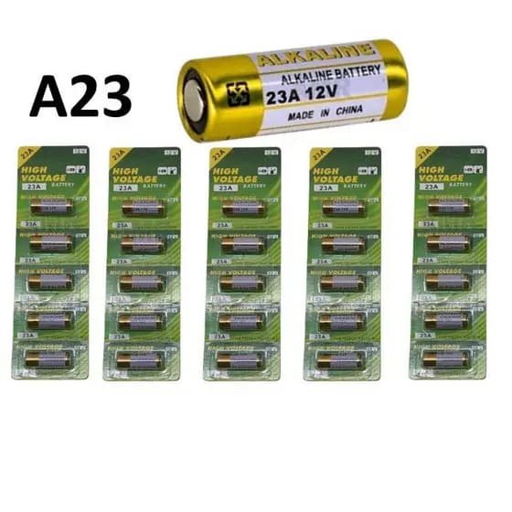 Kit com 5 Cartelas = 25 Pilhas Bateria 23A A23 12v Alkaline P/ Controle Alarme