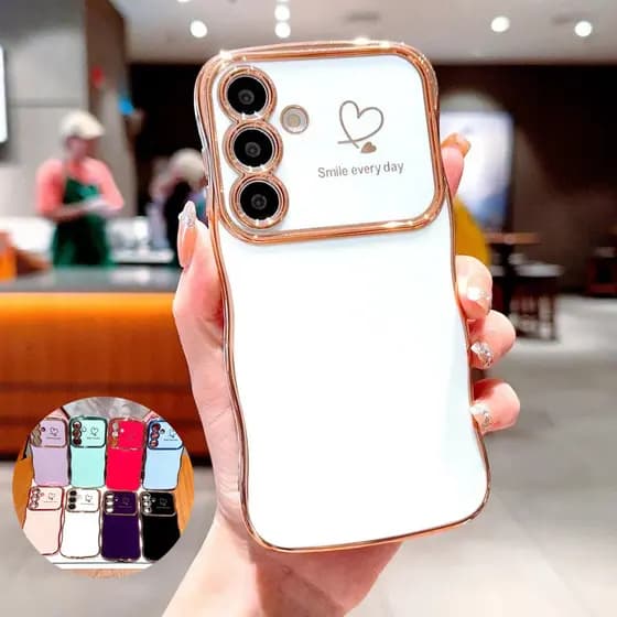 Onda Chapeamento Caso Para Samsung Galaxy A57 A37 A56 A36 A55 A35 A17 A16 A15 A14 A27 A26 A25 A24 5G Lado Amor Coração C
