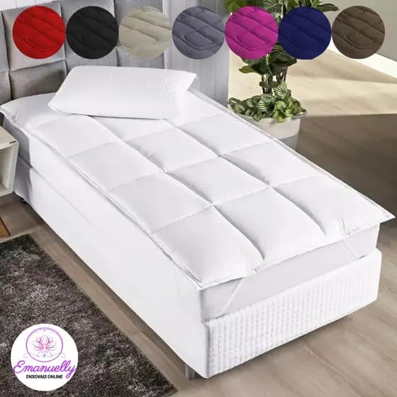 Pillow Top Solteiro Percal Luxo Com Elasticos Fixador Cama Box 400 Fios Super Macio Toque Aveludado