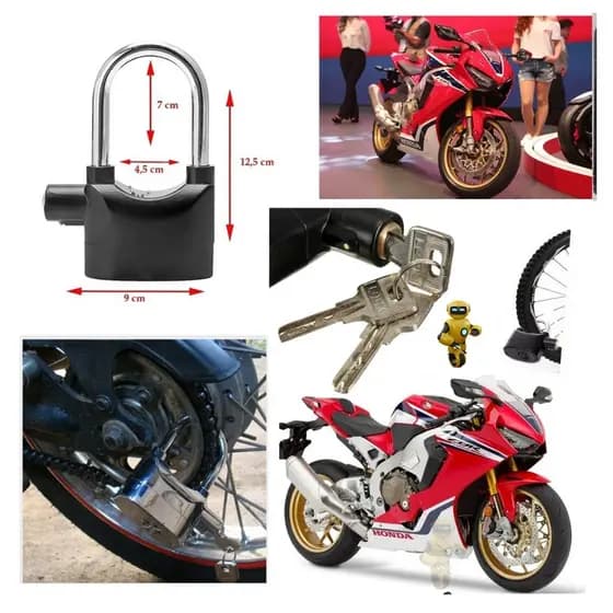 Cadeado Com Alarme Sirene Moto, Casa, Bike, Loja, Garagem Anti furto 110db Som Alto Segurança