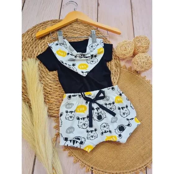 Conjunto Cotton Preto - Tigre