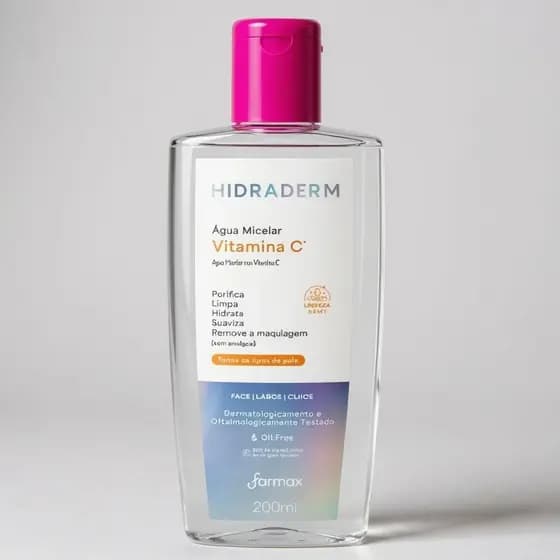 Água Micelar Hidraderm 5 em 1 com Vitamina C - 200ml Farmax - Envio Rápido