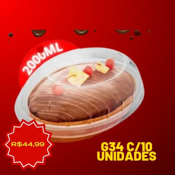 Embalagem Plástica G34 Galvanotek Transparente para Doces, Bolos e Salgados | 10 Unidades