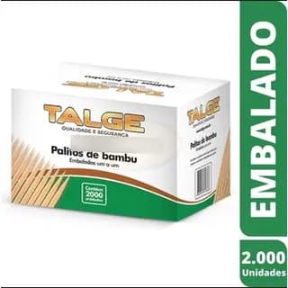 Palito de Dente Caixa Com 2000 Unidades Feito De Bambu Embalado Talge
