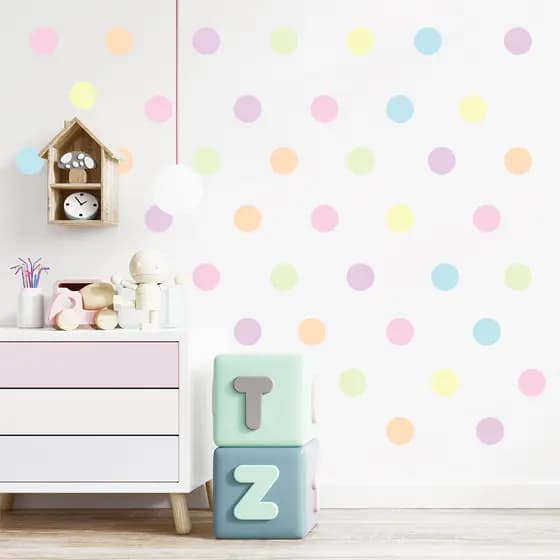 Adesivo de Parede Infantil - 150 Bolinhas - Tons Pastel - Quarto - 014ir