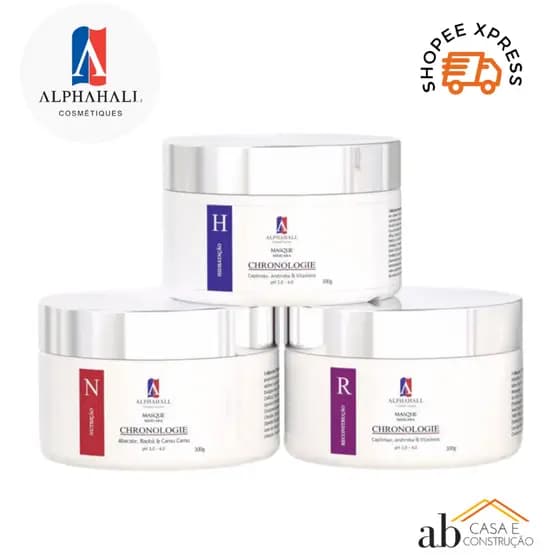 Kit Cronograma Capilar Hidratação Recostrução Nutrição Alphahall