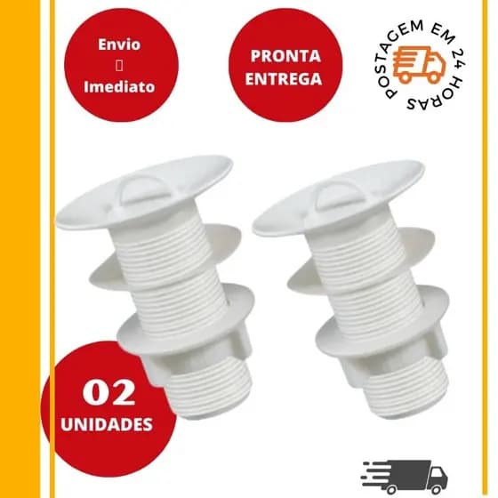 Valvula de Lavatório 2 UNIDADES e Tanque S/Ladrão PVC Branca 7/8''
