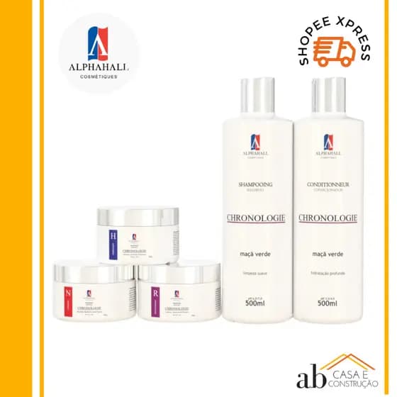 KIT 5 Cronograma Capilar Shampoo Condicionador Máscaras Hidratação Nutrição Reconstrução Completo