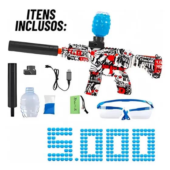 Arma Elétrica Lança + 5000 Bolinhas De Gel Com Bolinhas blaster Arminha de Gel