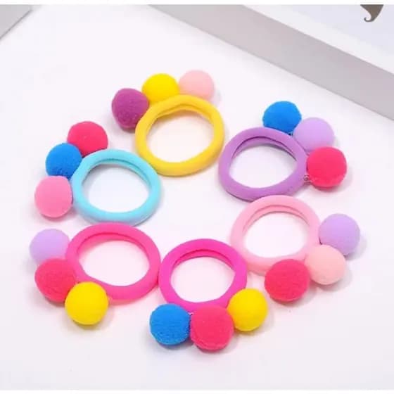 Parzinho de Mini Xuxinha Infantil Com Mini Pompons Coloridos /Cor Aleatória 1 par (2 UNIDADES)
