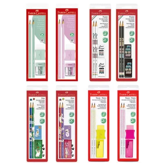 Kit Escolar Faber - Castell Ecolápis Lápis + Apontador + Borracha