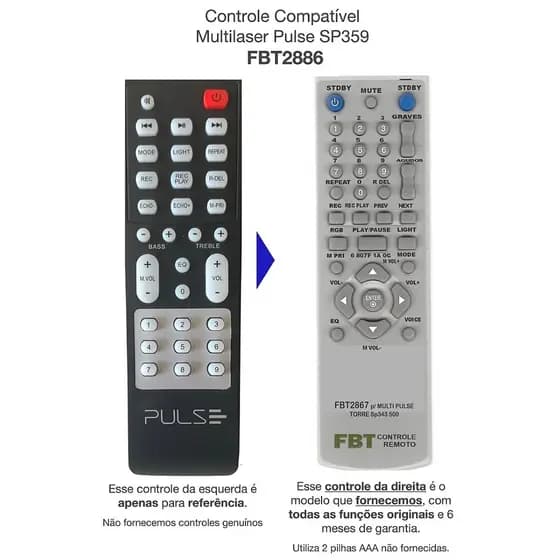 Controle compatível MULTILASER PULSE SP359 FBT2886