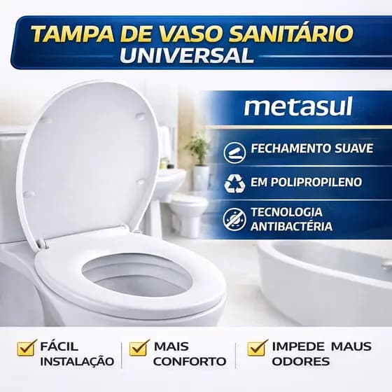Assento Sanitário Soft Universal Oval Metasul Conforto Branco Cinza Bege
