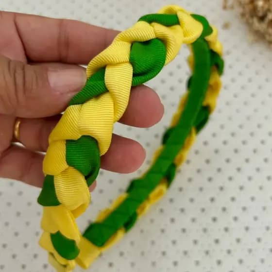 Tiara Trançada Brasil Verde e Amarelo Tiara Copa 2026 Adulto e Infantil 38cm