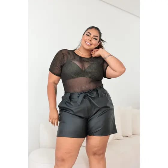 shorts plus size courinho / plus size couro fake/ G1,G2,G3