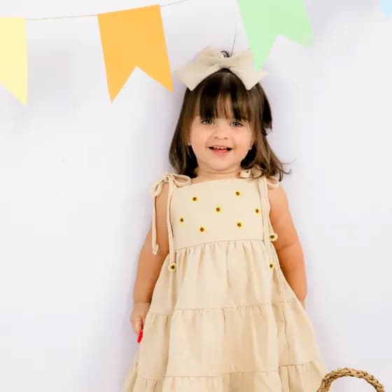 Vestido Festa Junina Espantalho Girassol Infantil