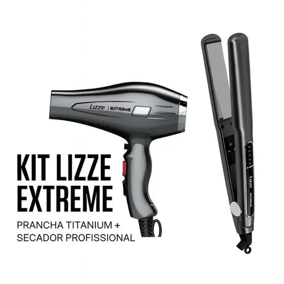 Kit Prancha Lizze Extreme Mais Secador Lizze Extreme 2400 Cor Cinza