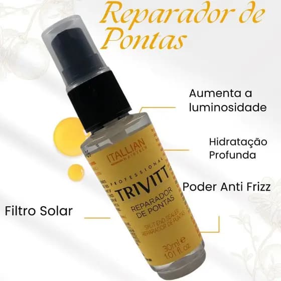 Reparador De Pontas - Trivitt - Óleo Com Filtro Solar 30 Ml