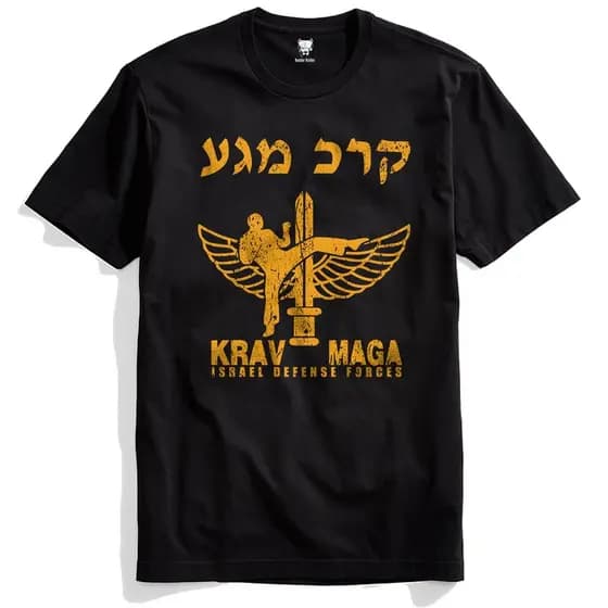 Camiseta Krav Maga Israel Defense Laranja MMA Luta Fight