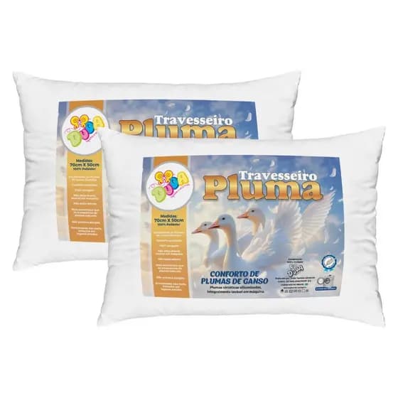 Kit 4 Travesseiros de Fibra de Silicone Extra Macio 70cm x 50cm Antialergico