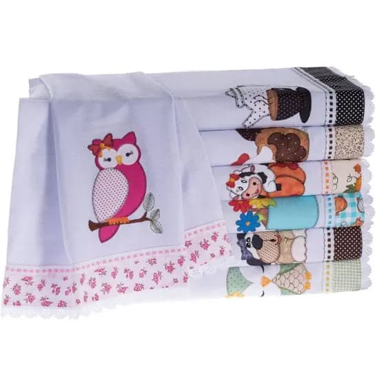 Pano de Prato de Natal Estampado Decoração Cozinha Kit Panos de Prato para Limpeza 100% Algodão