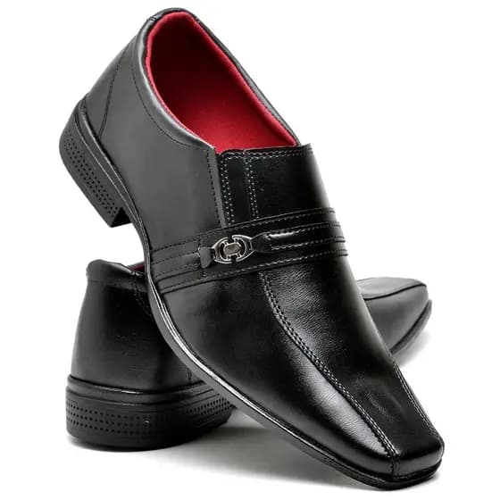 Sapato Social Masculino Preto de Calçar fivela mocassim Metal Reunião Trabalho Eventos Noivo Padrinhos Formatura