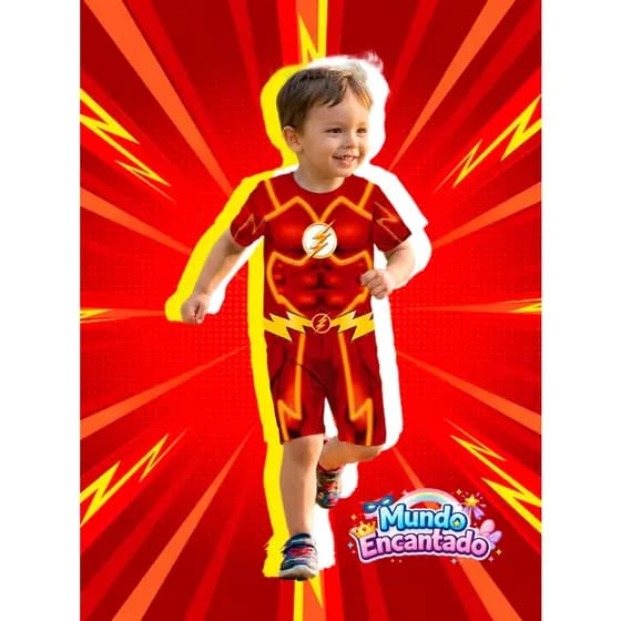 FANTASIA FLASH INFANTIL SUPER HEROI CRIANÇA
