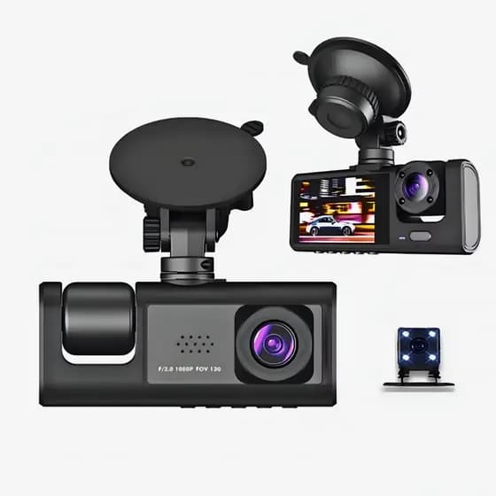 Câmera Veicular 3 Câmeras WiFi DVR 1296P Gravação Loop Sensor G Estacionamento