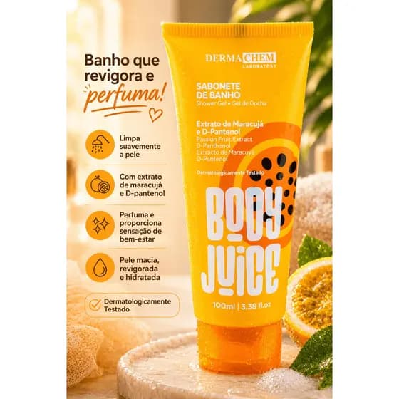 Sabonete Líquido de Banho Maracujá D-Pantenol Hidratante Body Juice Dermachem 100ml