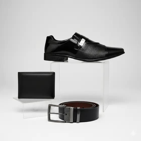 Kit Sapato Social Masculino Cinto Carteira Preto Verniz Marrom Sapatenis Esporte Fino Couro Trabalho