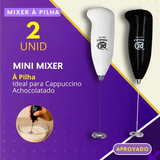 Mini Mixer Kit 1 ou 2 Misturador Batedor Portatil Elétrico para Clara de Ovos Capuccino Bebidas