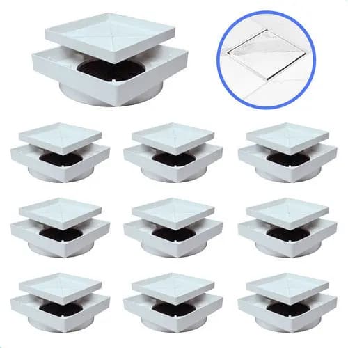 Kit 10 Ralo Oculto 10x10 Branco Seca Piso Porcelanato Inteligente
