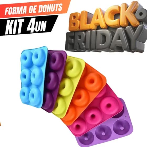 Forma de Silicone para Donuts e Rosquinhas – Kit 4 Unidades Antiaderente Forno/Airfryer