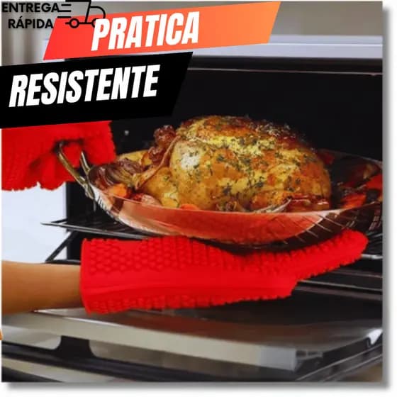 Luva Silicone Antiderrapante Forno Fogão + Brinde