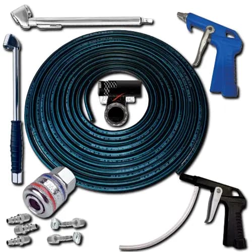 Kit Mangueira Ar 10m 1/4 C/ Bico Enche / Calibrador Caminhão HDFL