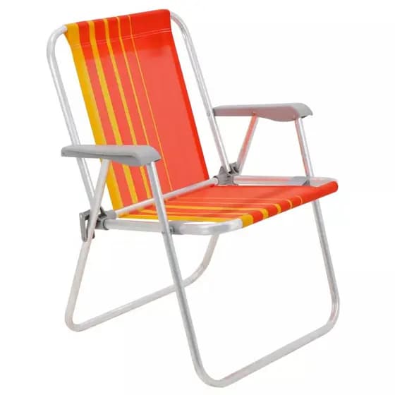 Cadeira de Praia Alta Samoa Alumínio Dobrável Laranja e Amarelo 110kg Tramontina