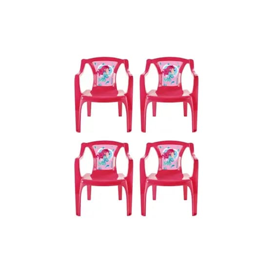 Kit 4 Cadeiras Infantil Personagem Sereia Cor Rosa Arqplast